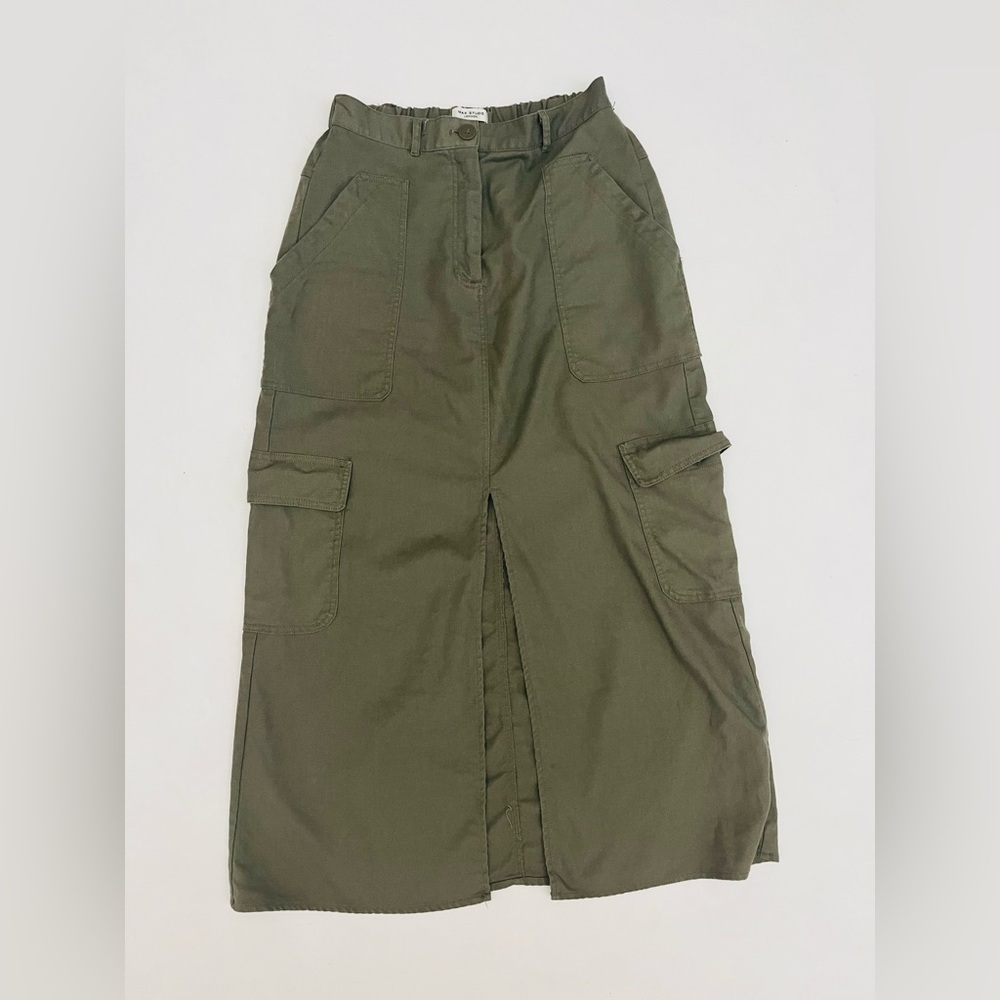 Max Studio London | Women's Cargo Maxi Skirt  | Army Green | Size Small